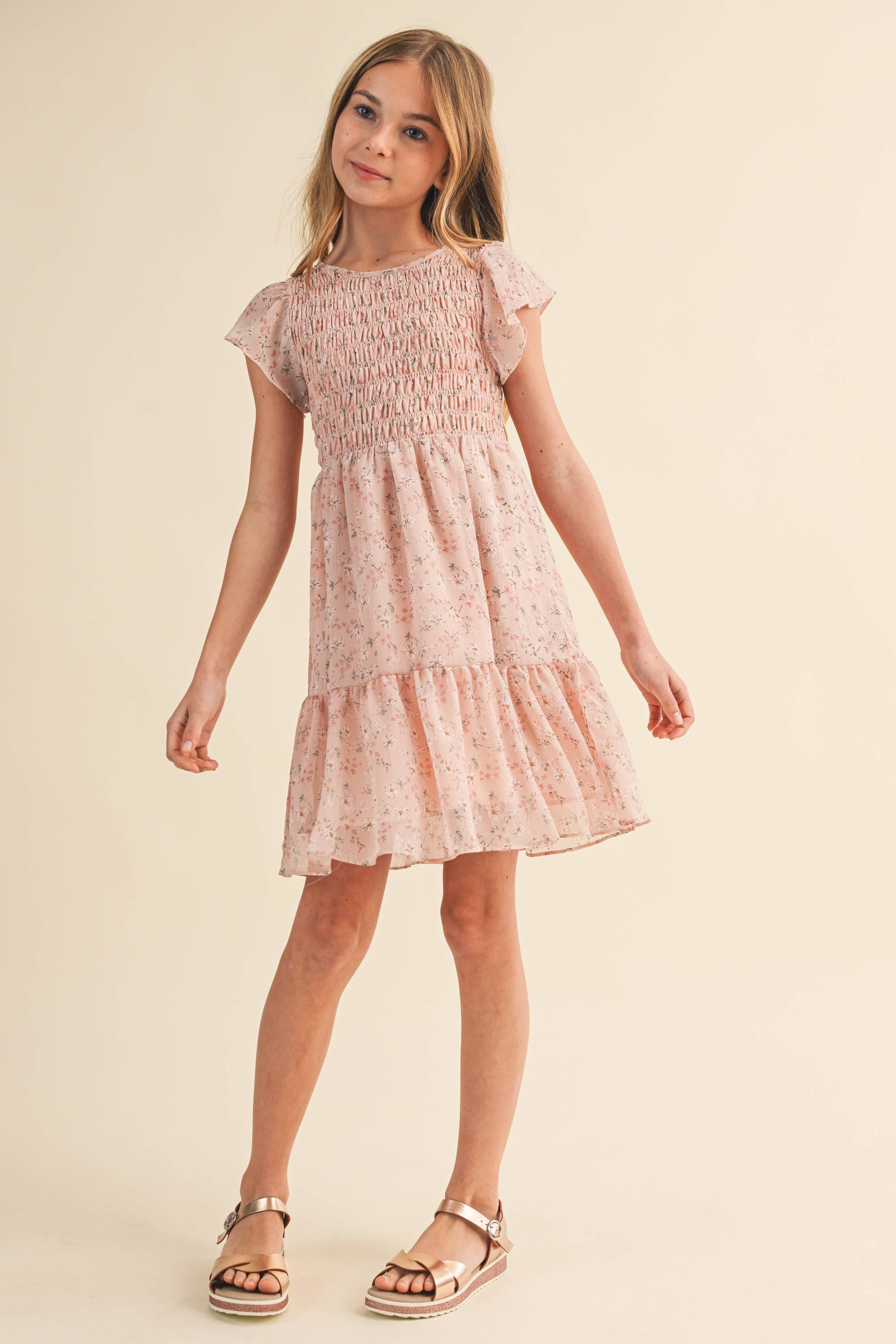 Heart & Arrow Tween Floral Smocked Dress