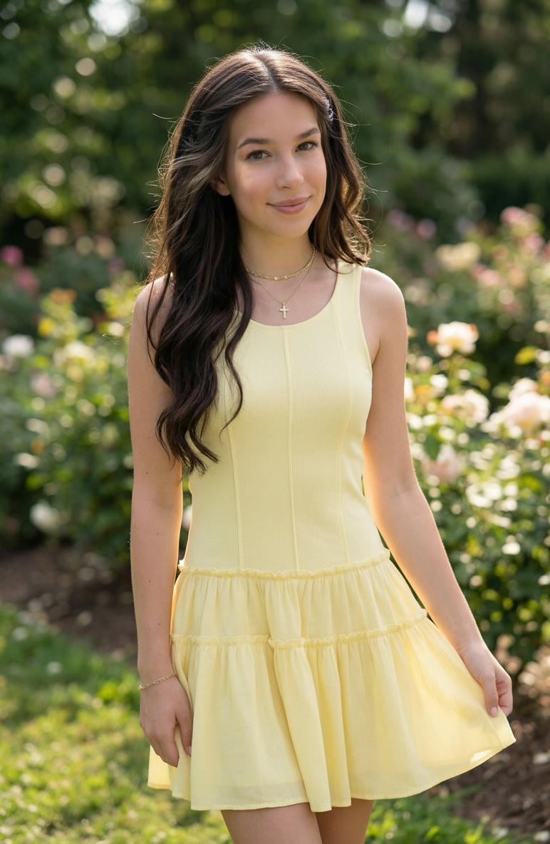Tenly Tween Drop Waist Dress - Lemon Drop