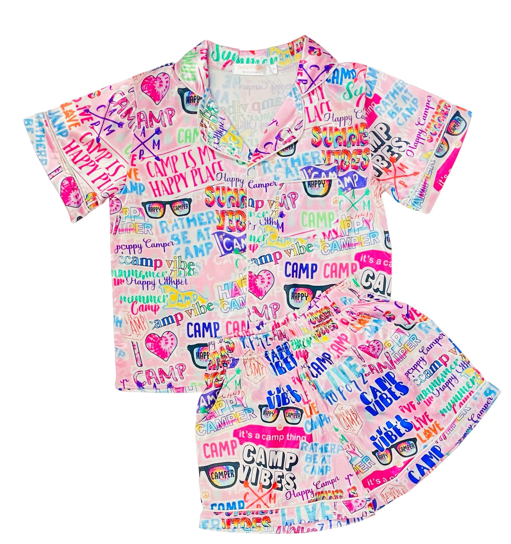 Tweenstyle Silky Short Set - Happy Camp Print