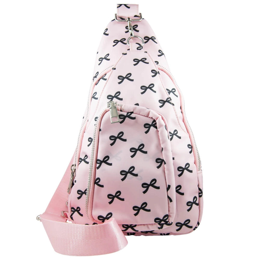 Pink & Black Mini Coquette Bow Crossbody Sling Bag