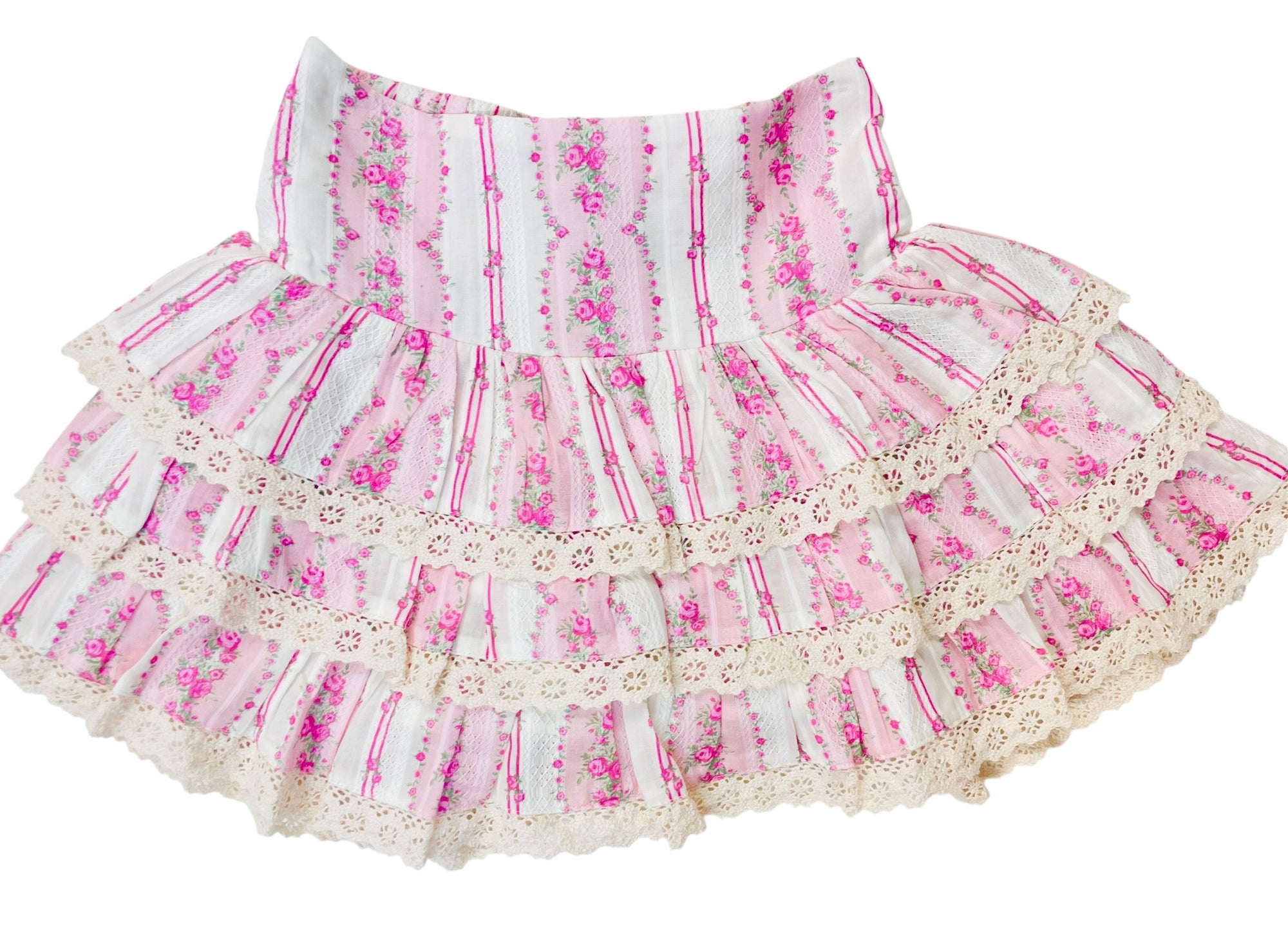 KatieJ NYC Melody Skirt- Baby Pink Cottage Stripe