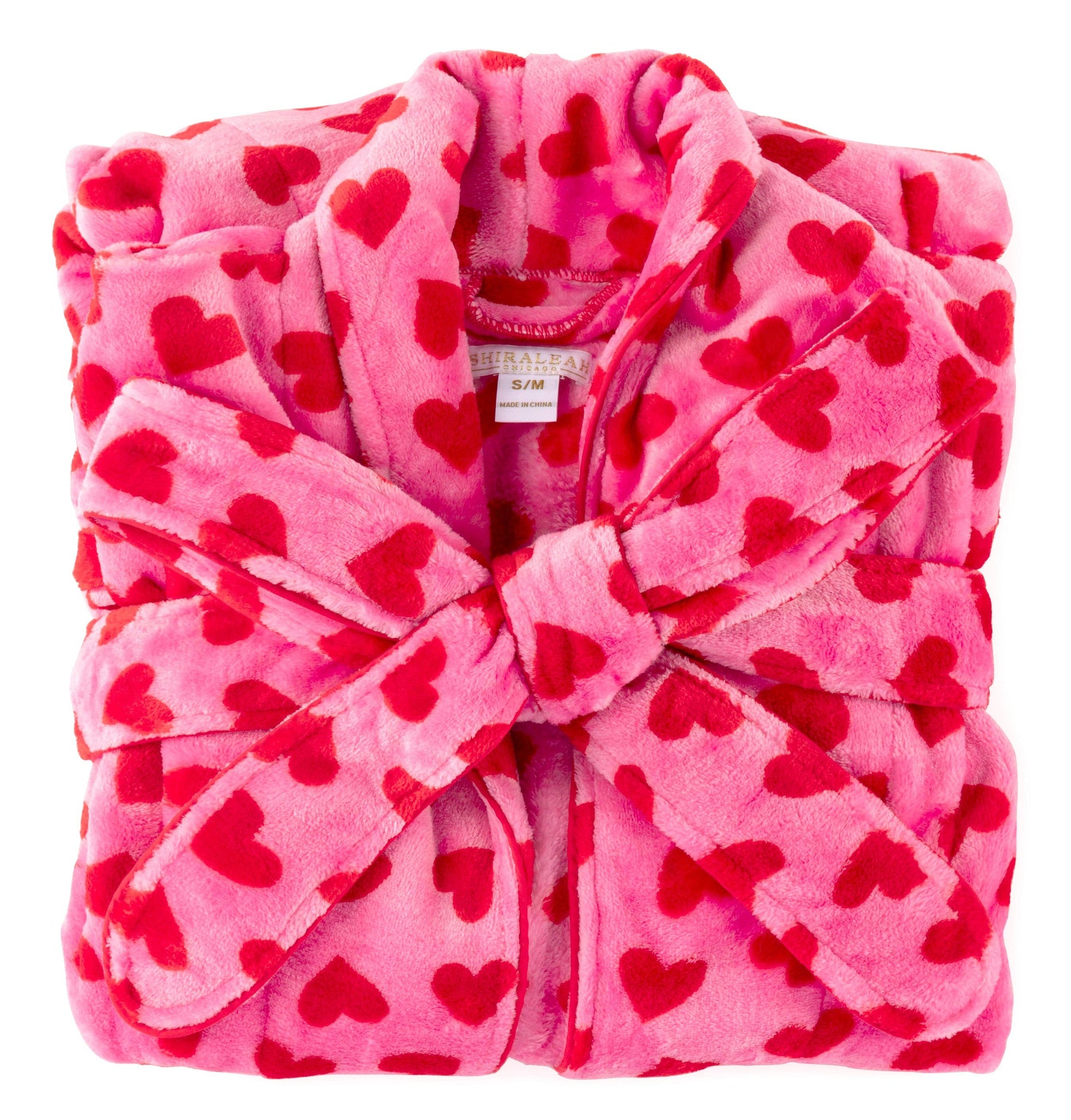 Red & Pink Heart Print Luxe Robe - Tween