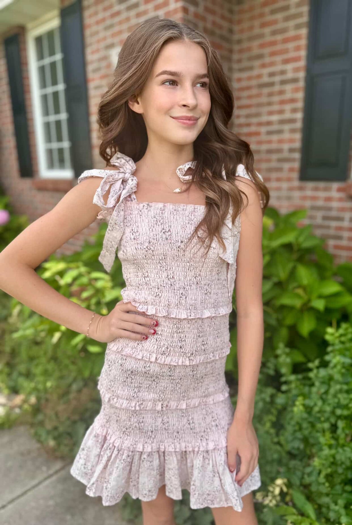 Summer Loving Reine Dress- Pink Mini Roses