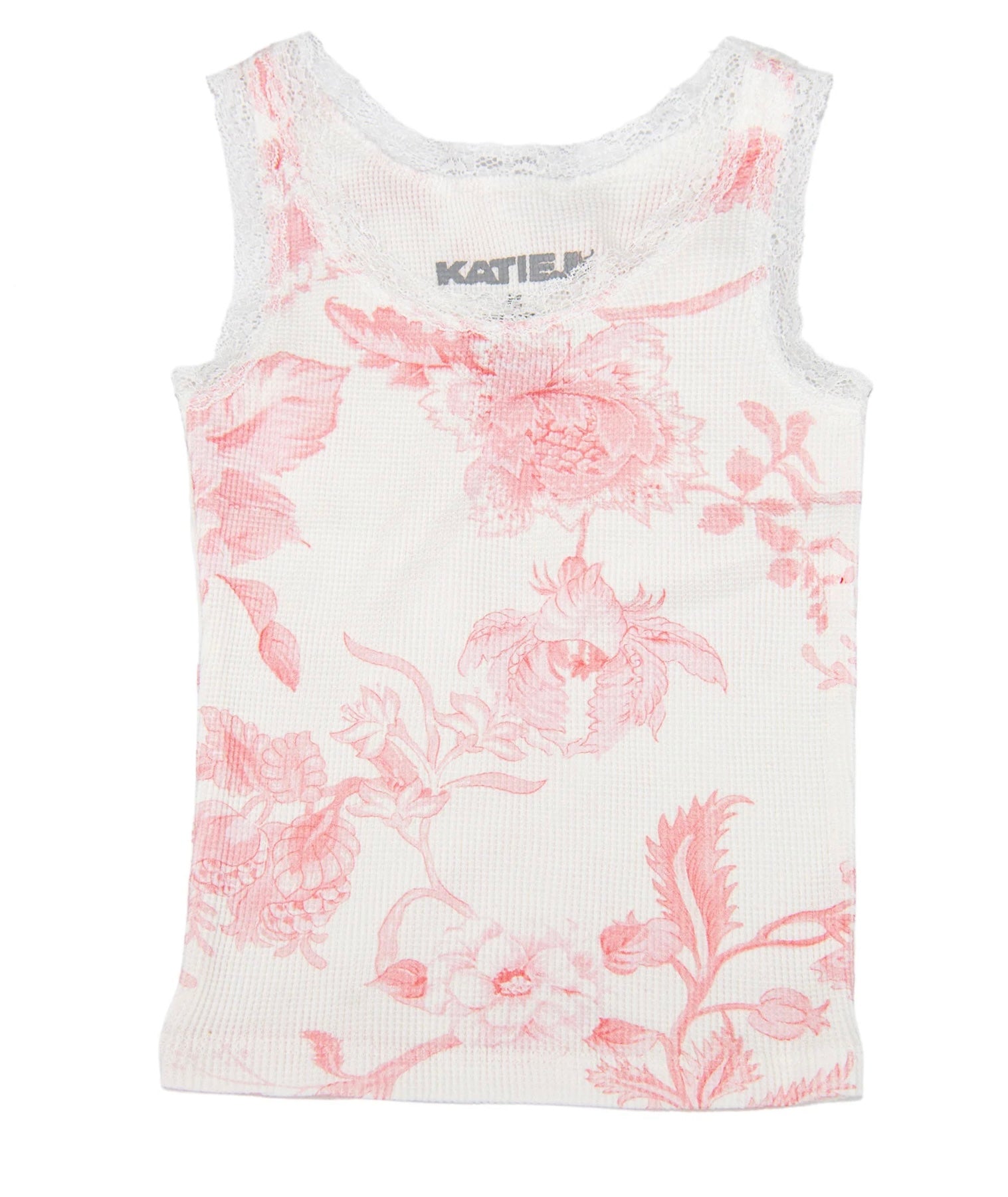 KatieJ NYC Wren Waffle Tank- Pink Toile