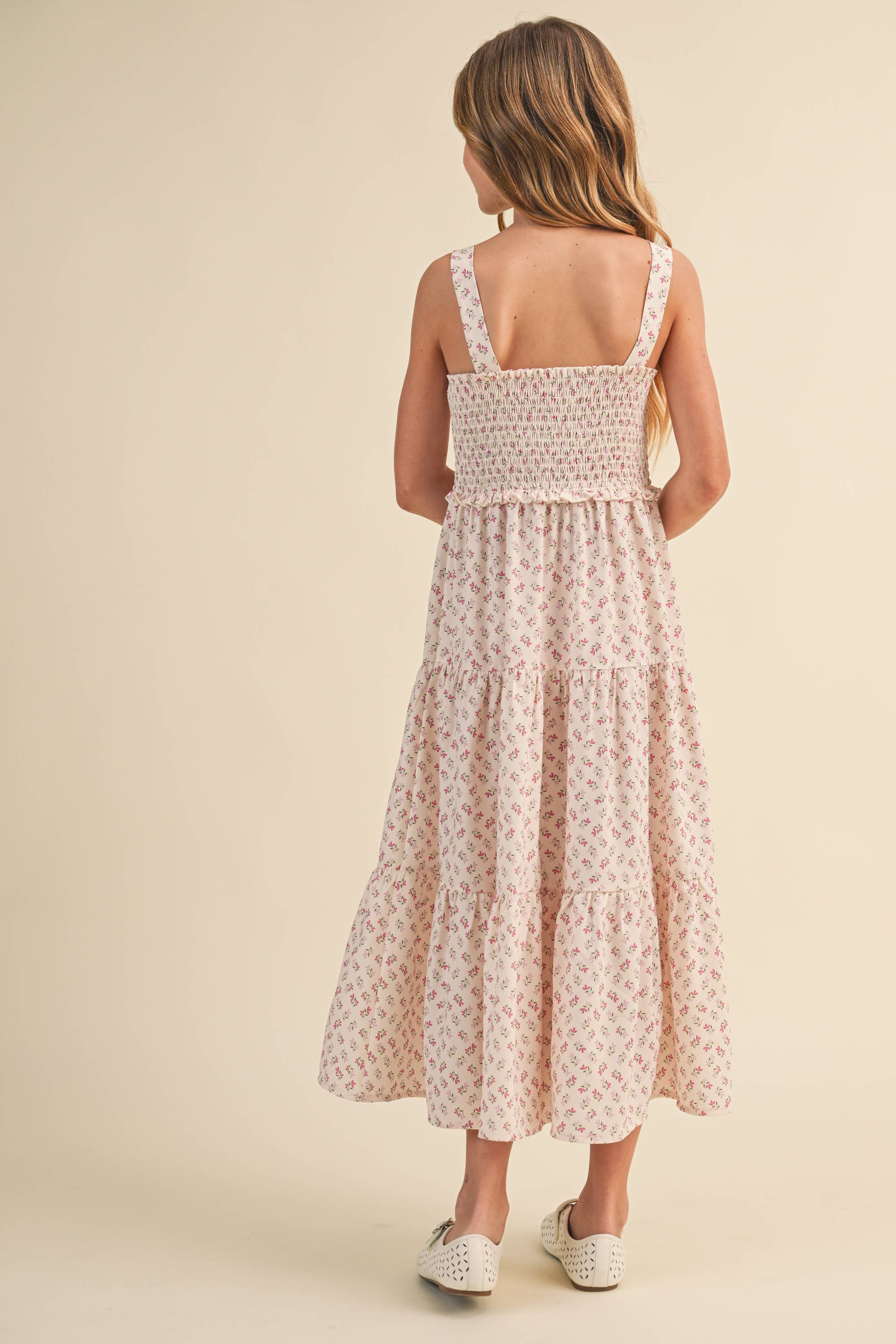 Heart & Arrow Tween Smocked Floral Midi Dress