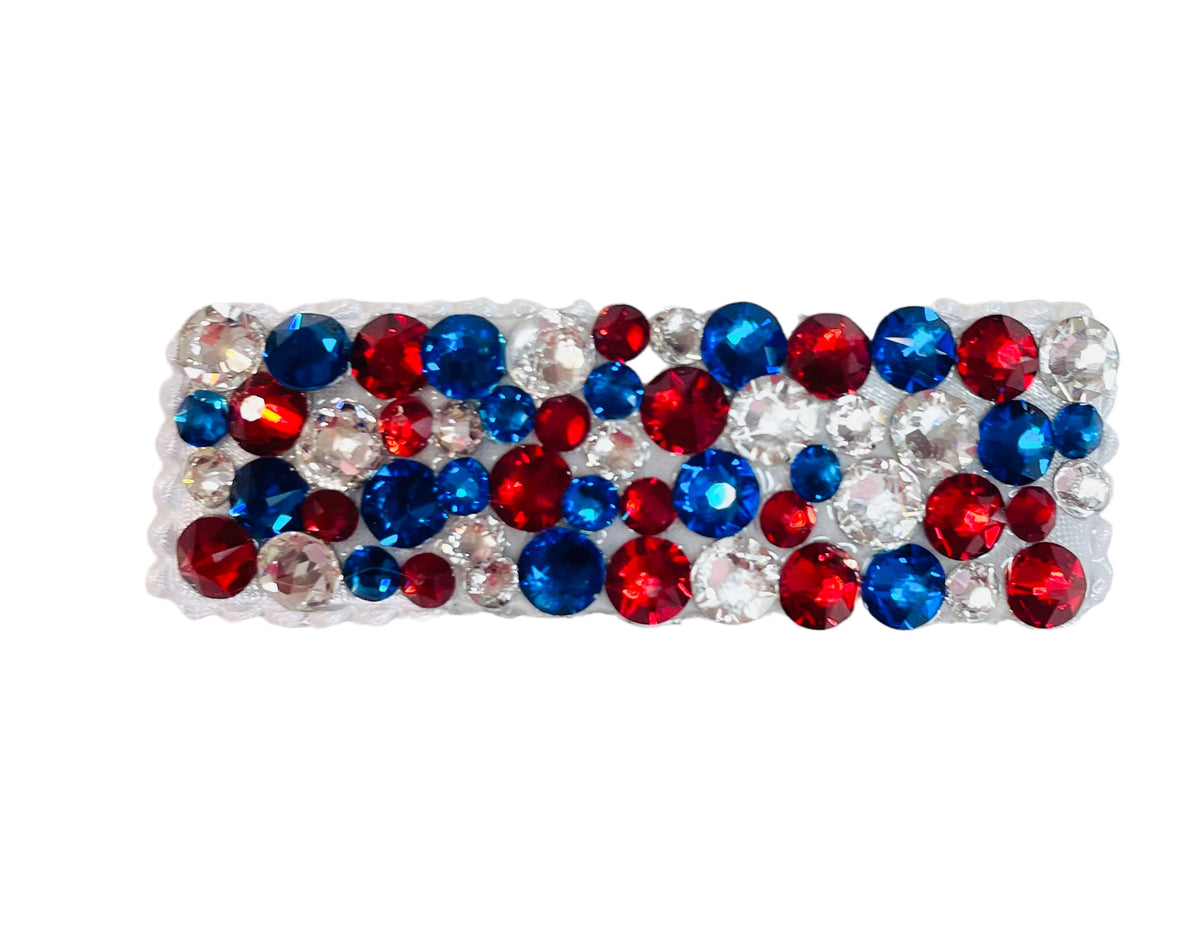 Bari Lynn 3&quot; Crystalized Rectangle Hair Clip- Red/Clear/Blue