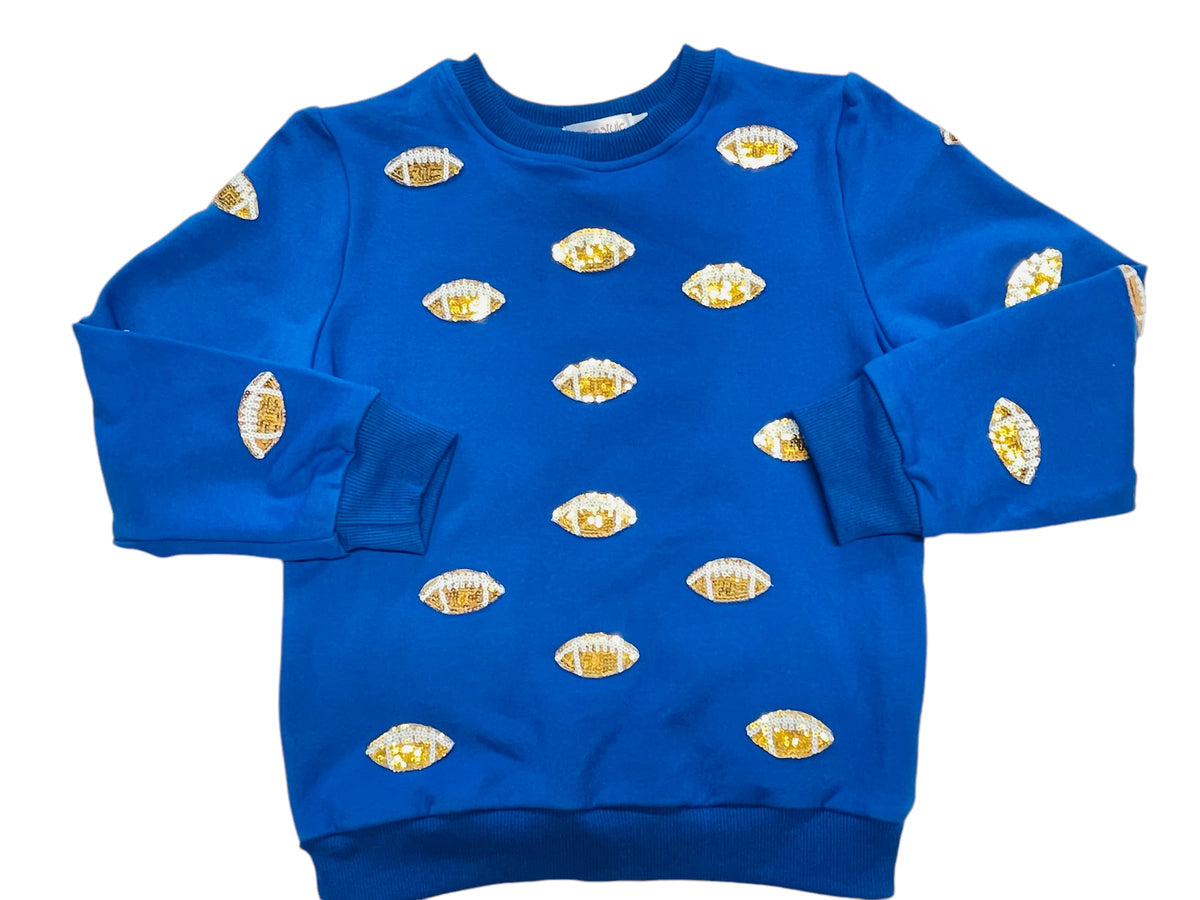 Tweenstyle Royal Blue &amp; Gold Sequin Football Sweatshirt