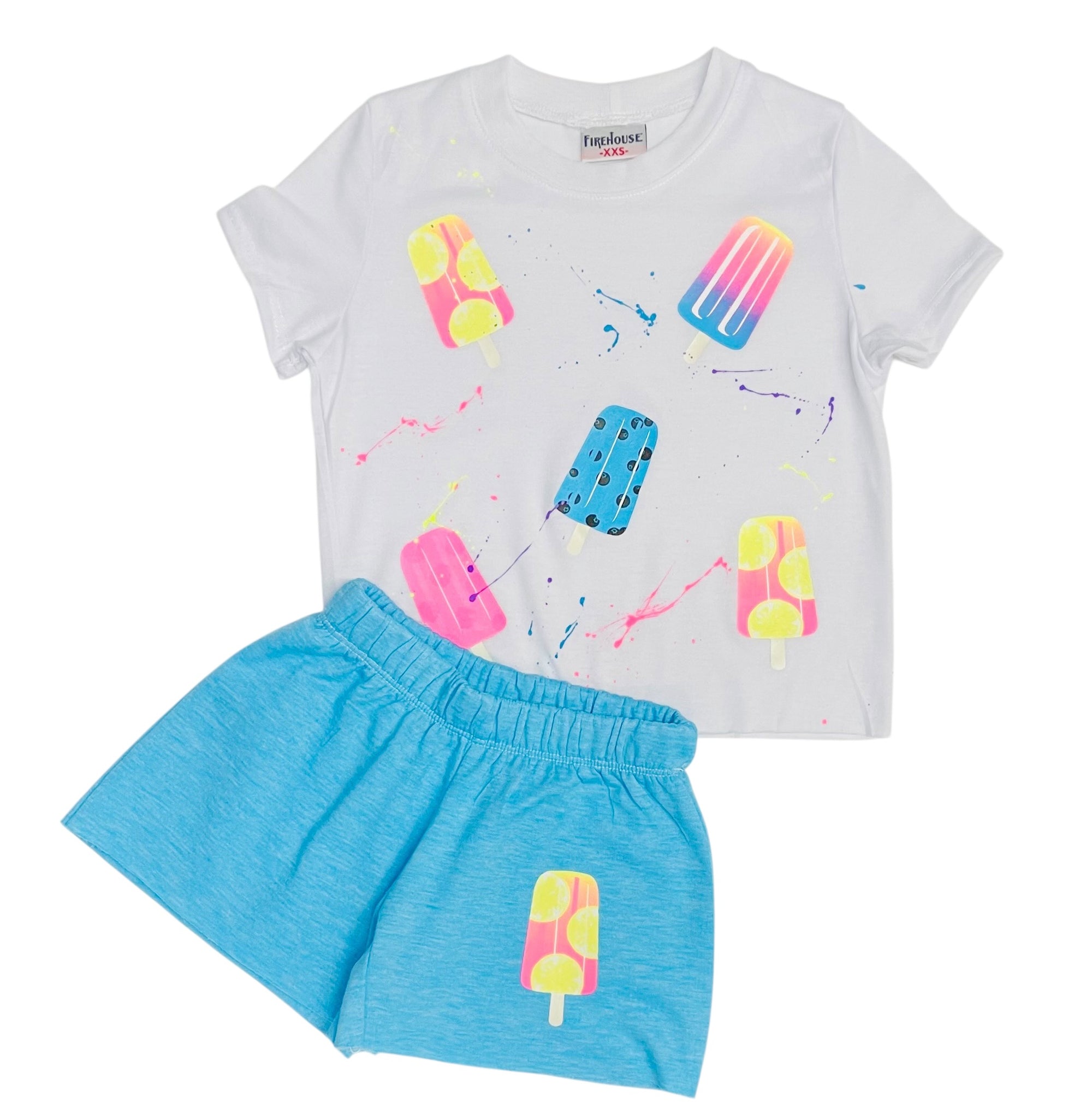 Firehouse Girls Ice Pop Toss Tee - White Splatter