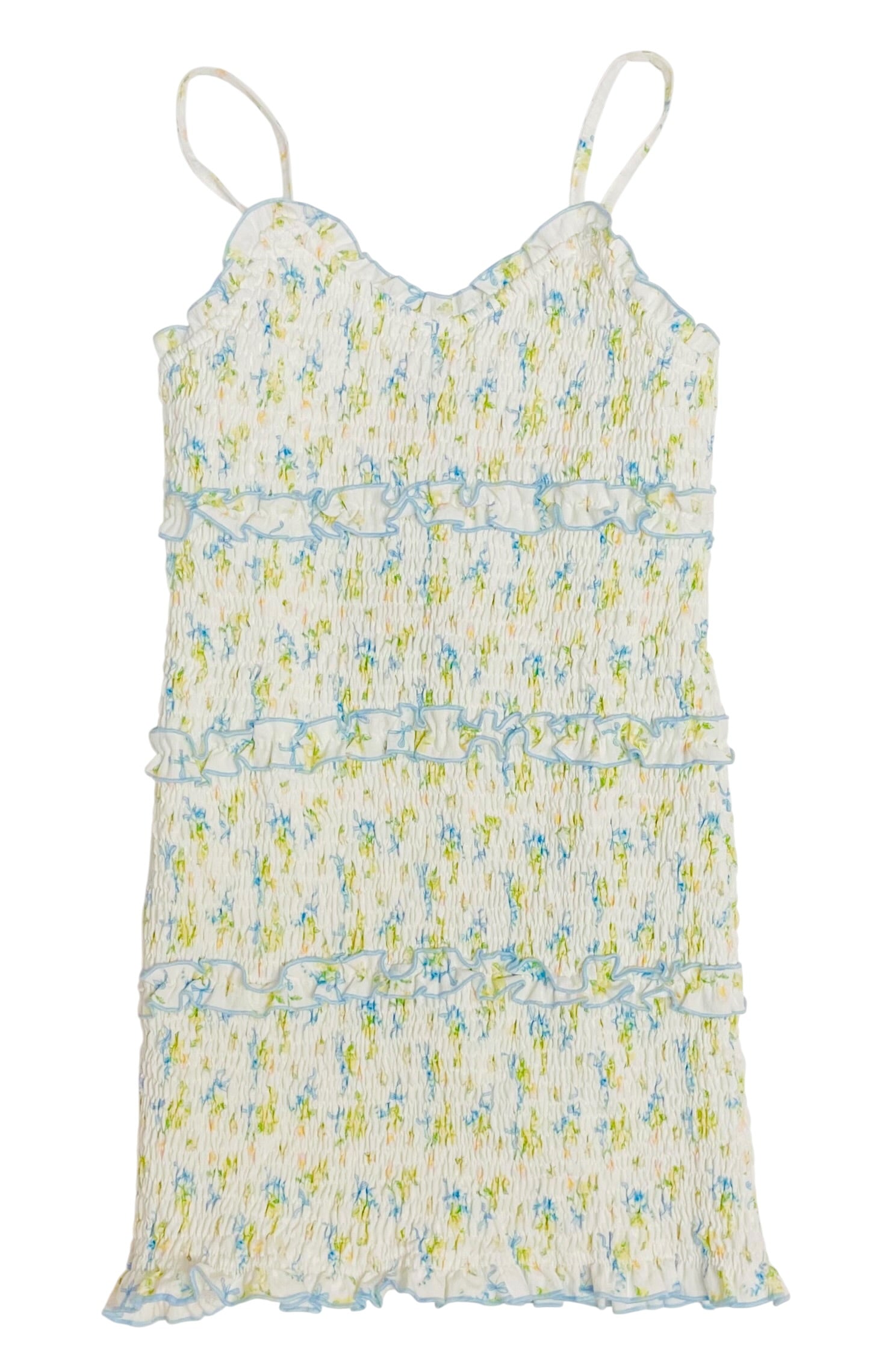 FBZ Blue & Yellow Floral Smocked Dress for Tween Girls