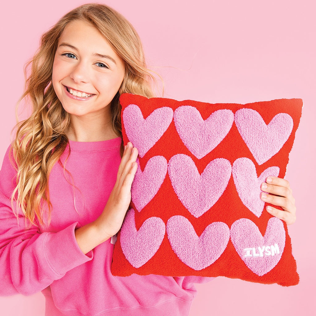 Iscream &amp; Theme ILYSM Chenille Hearts Plush Pillow