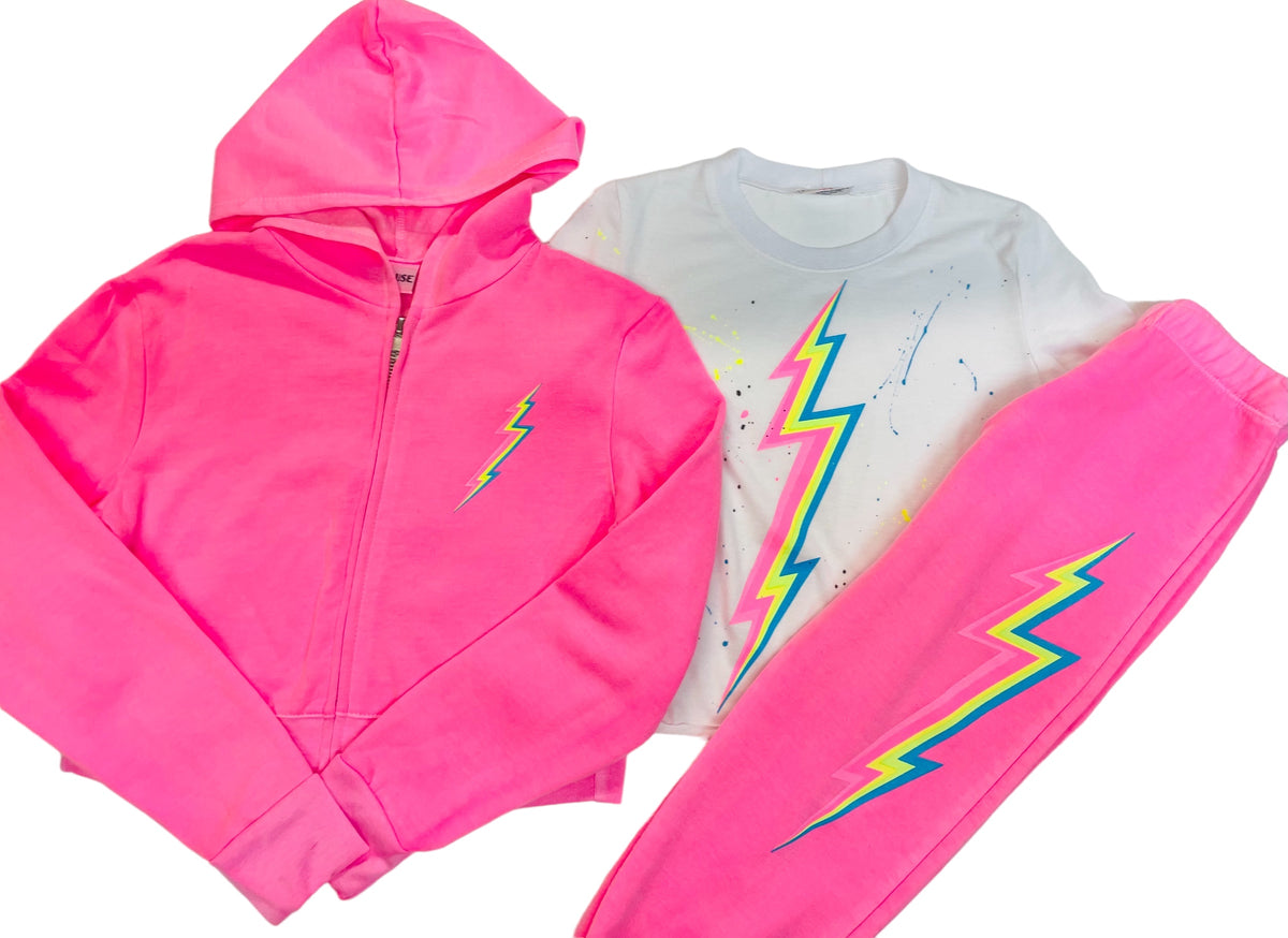 Firehouse Clothing Bolt Zip Up Hoody  - Neon Pink