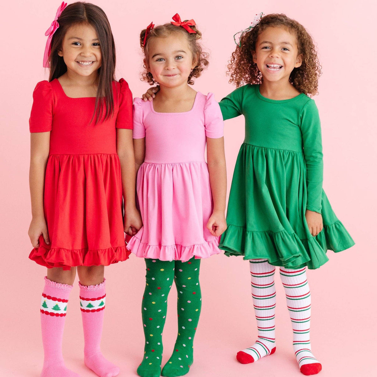 Little Stocking Co. Pink Tree Lace Top Knee High Socks