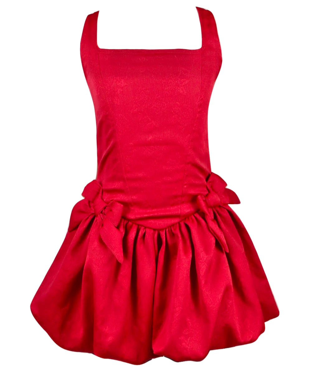 Flowers By Zoe Red Satin Bubble Dress