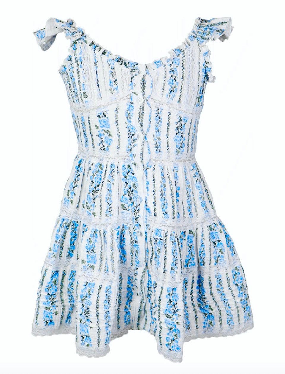 Flowers By Zoe Blue Floral Demure Stripe Dress