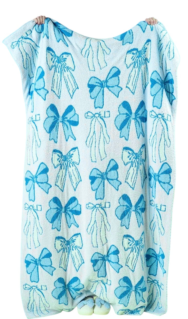 Manta con estampado de lazo, 50 x 60, color azul