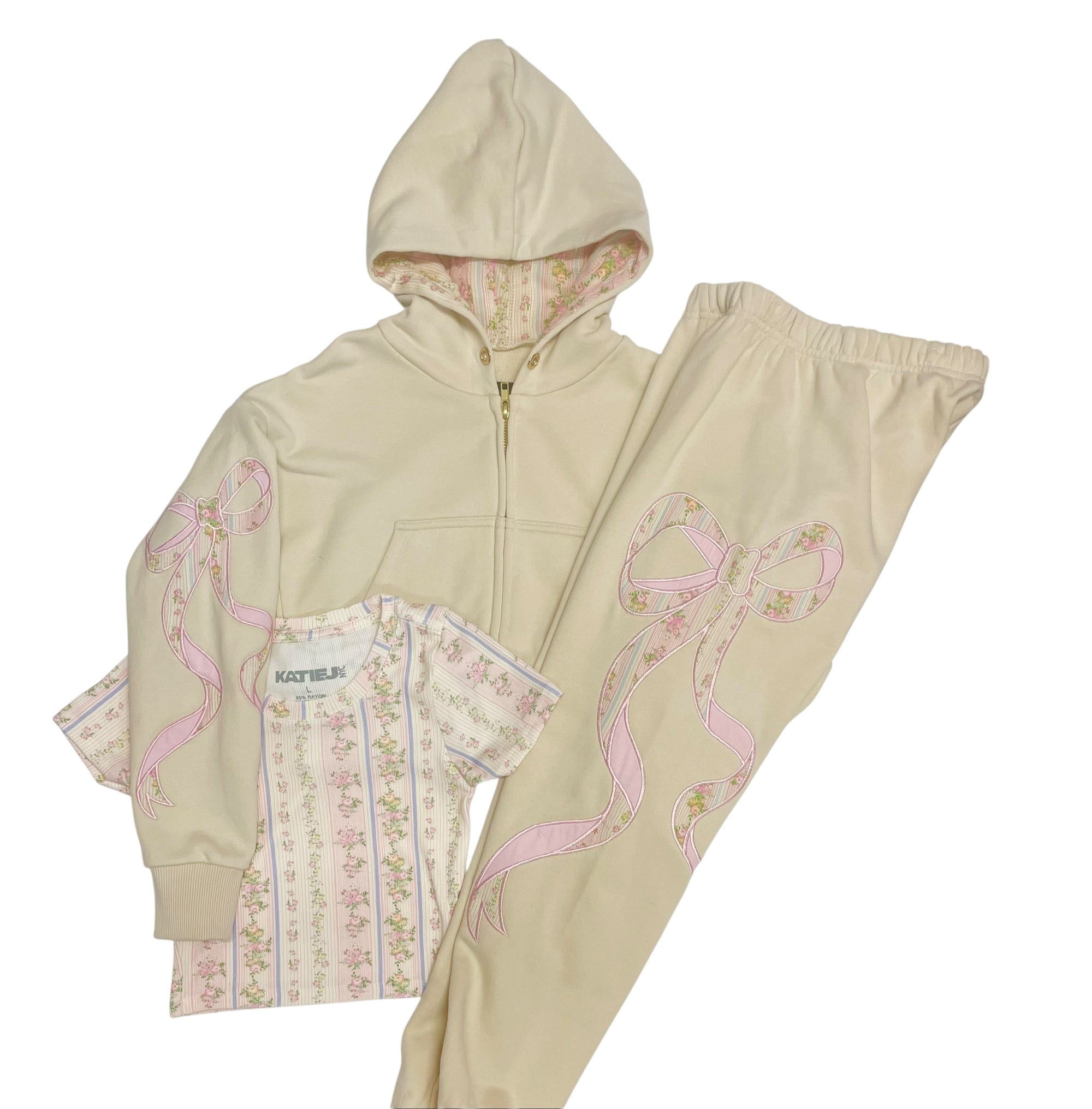 Ribbed Livi Tee - Shabby Chic Floral Stripe- Size 7