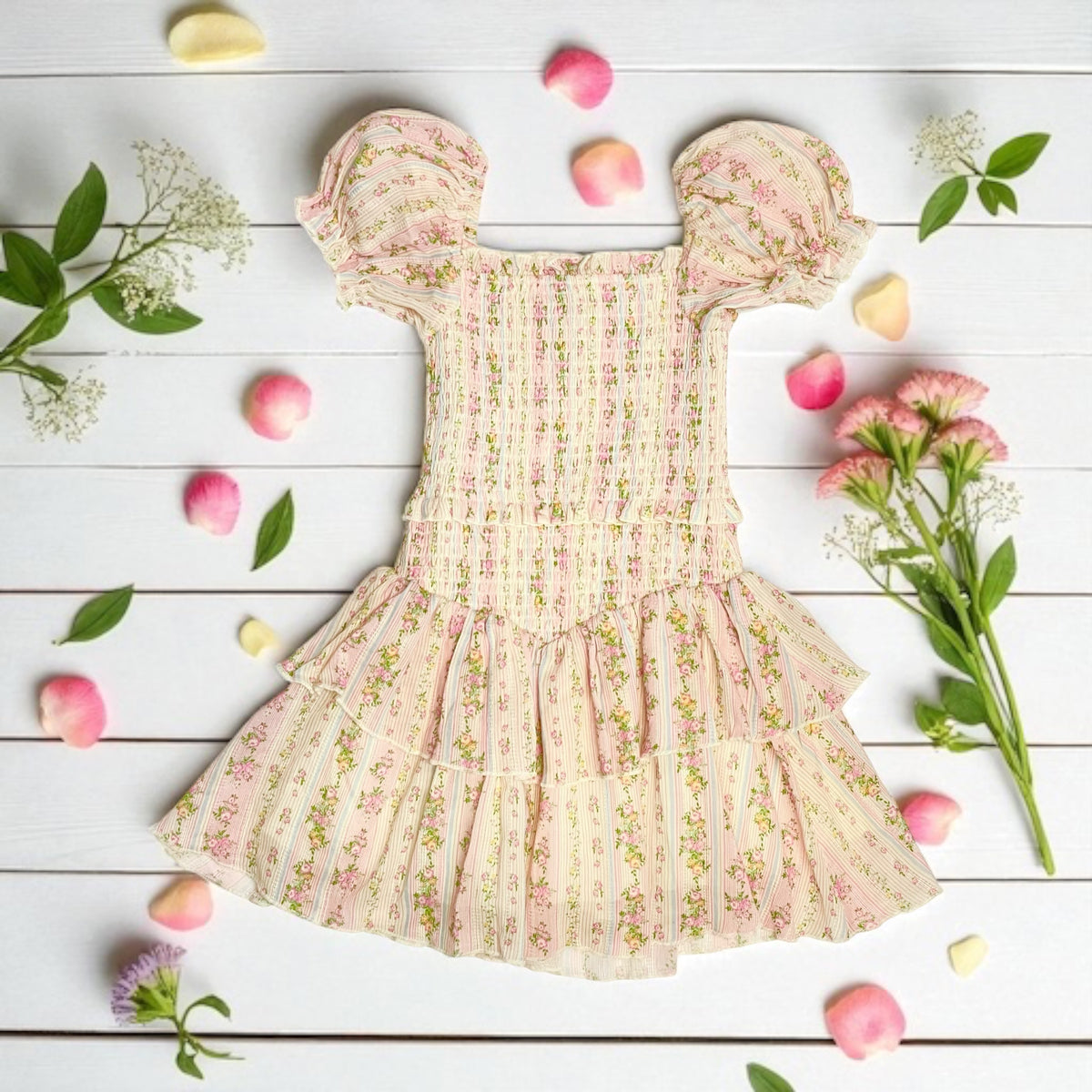 KatieJ NYC Lainey Dress - Shabby Floral Stripe