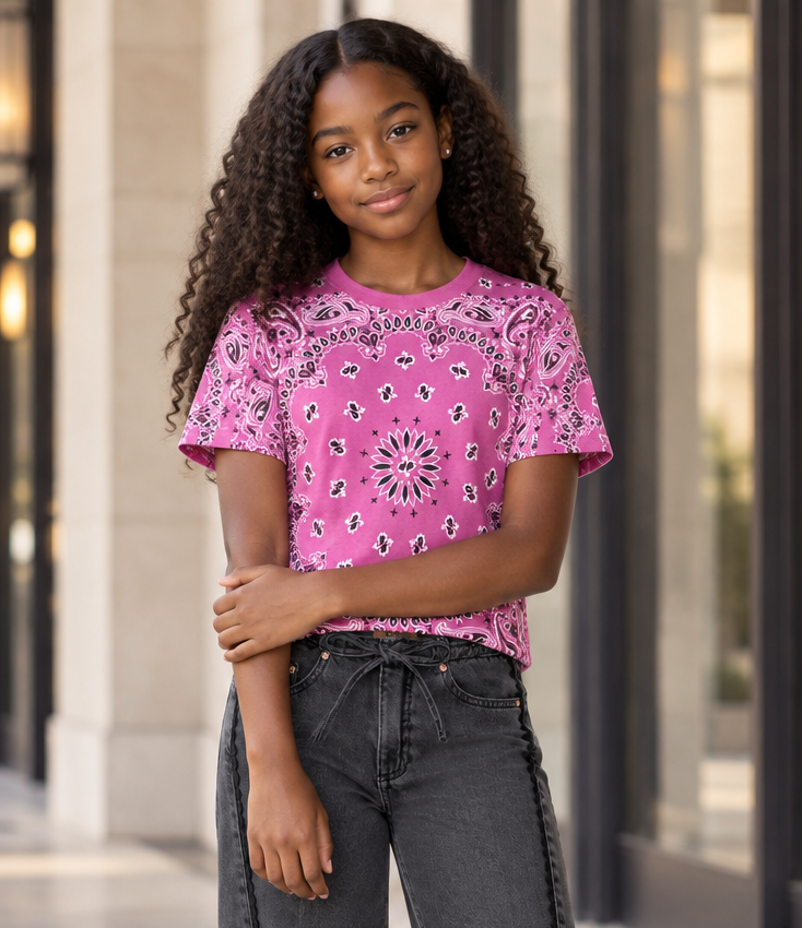 KatieJ Fearless Tee -Hot Pink Bandana