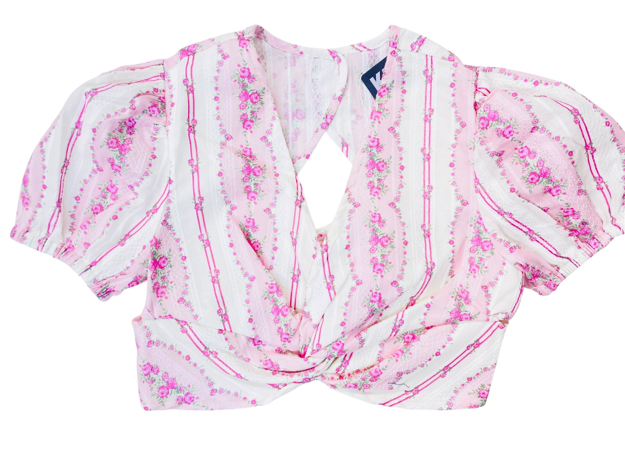 KatieJ NYC Juliet Top- Baby Pink Cottage Stripe