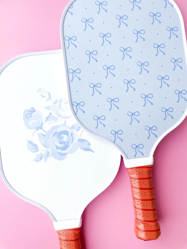 Coquette Blue Bow Floral Pickleball Paddle