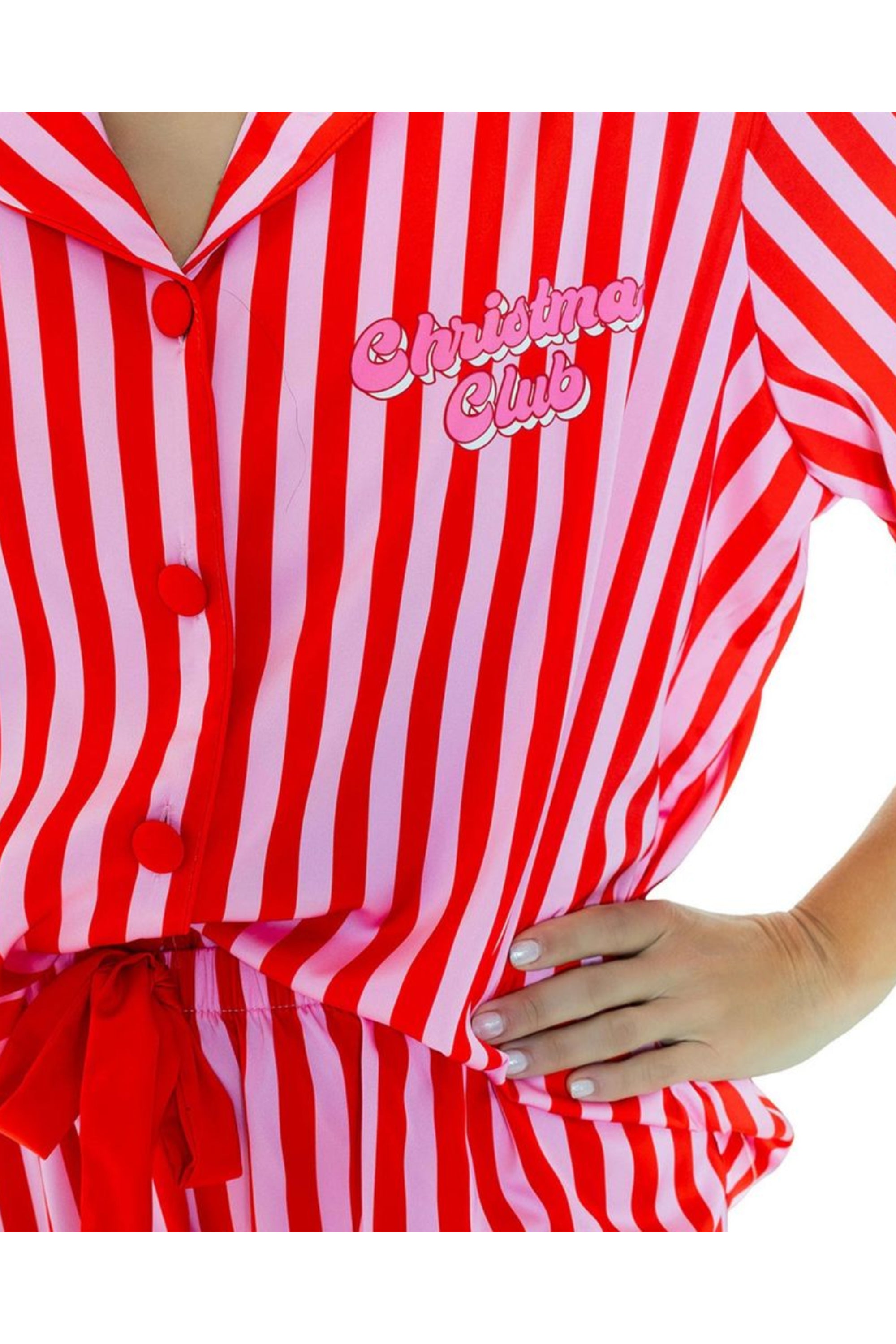 Sunshine Society Christmas Club 2pc Silky Pant Set