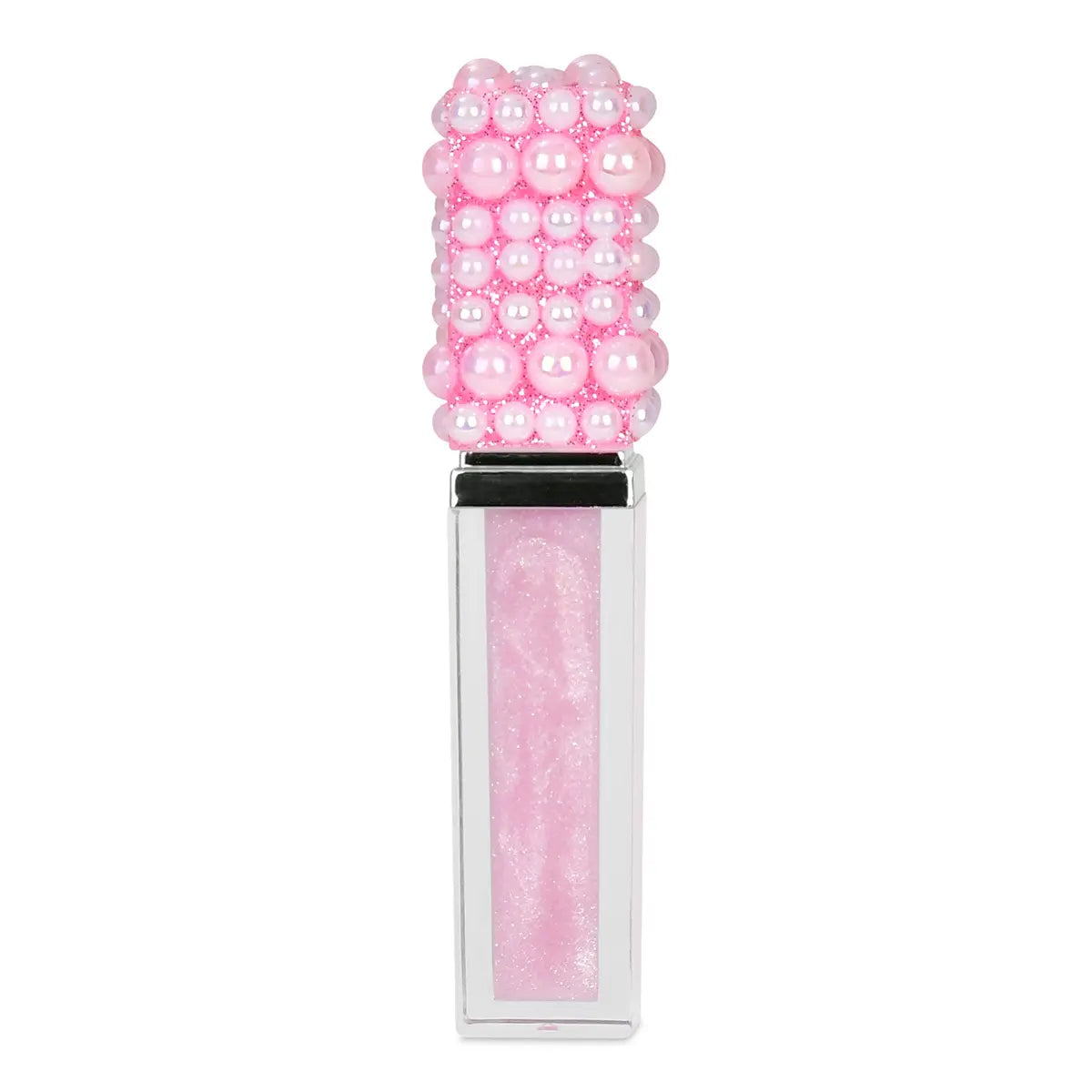 Iscream pink shimmer lip gloss tube with pearl embellished cap