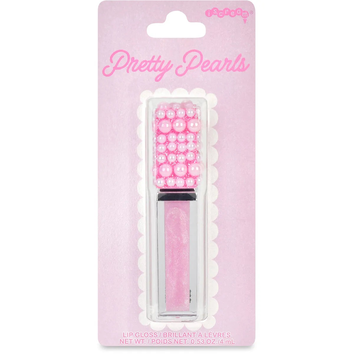 Iscream Pink Pearl Shimmer Lip Gloss in Pretty Pearls packaging