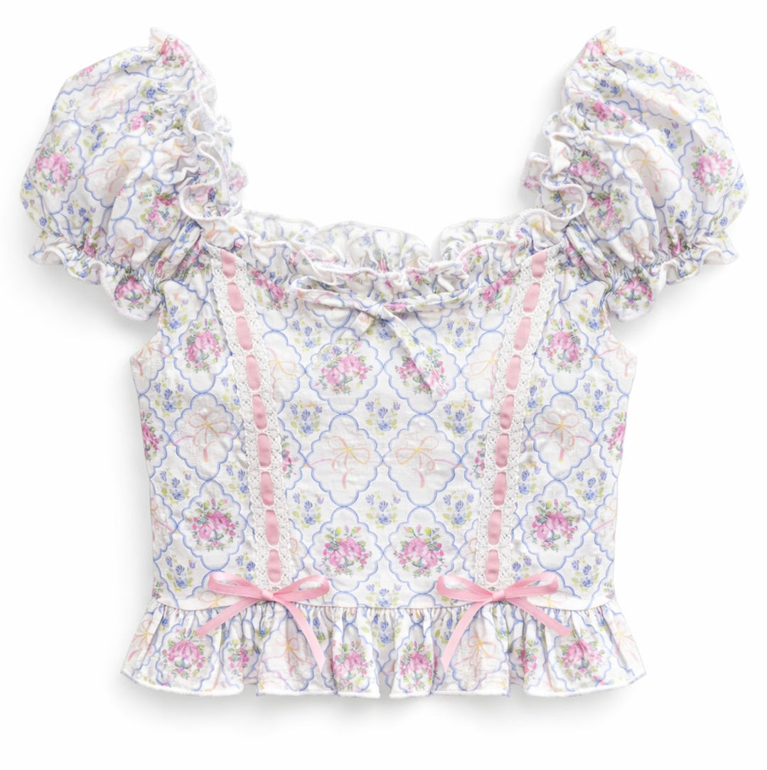 KatieJ NYC Tween Michelle Top- Floral Bouquet