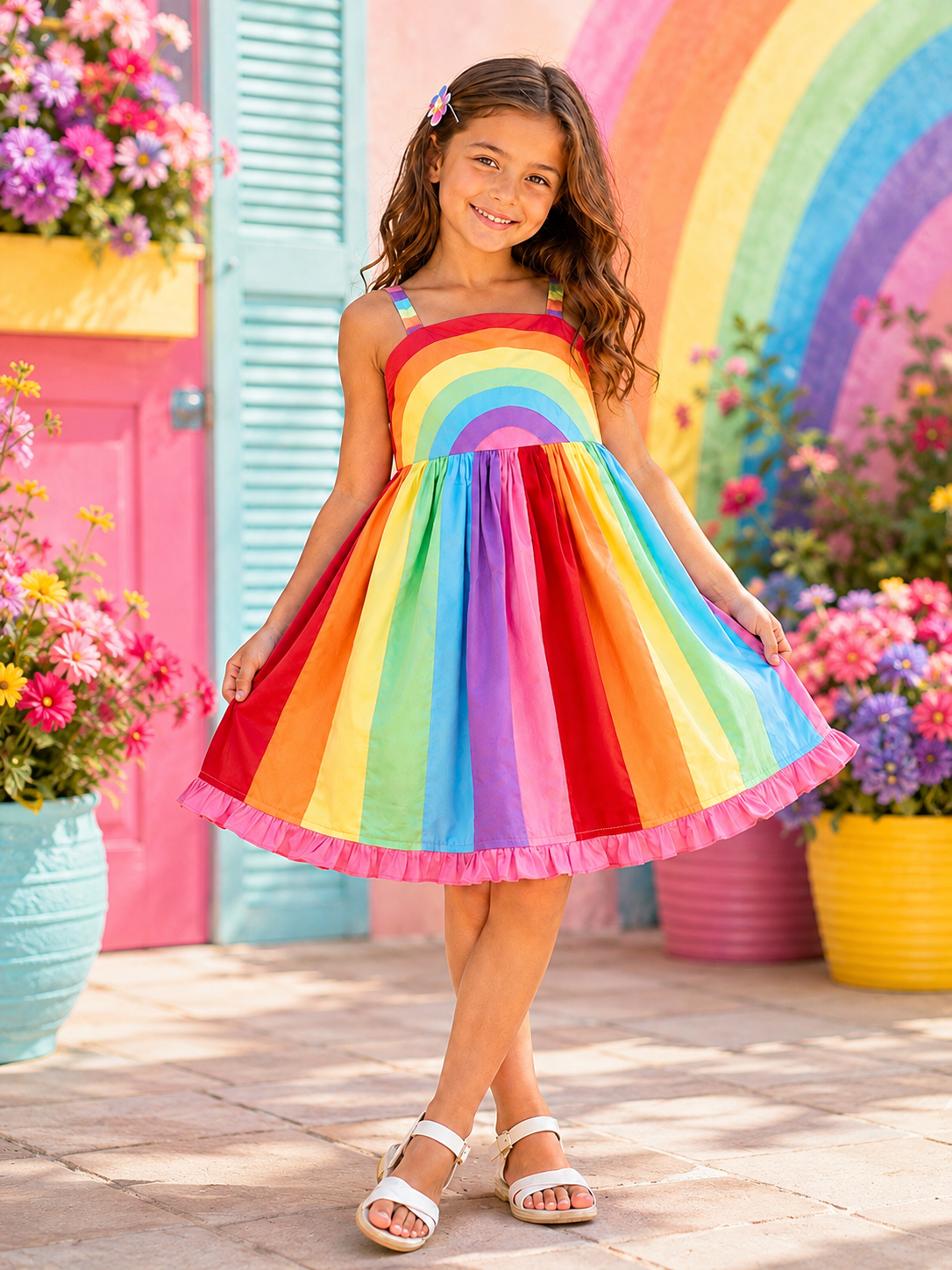 Cotton Kids Rainbow Twirl Dress