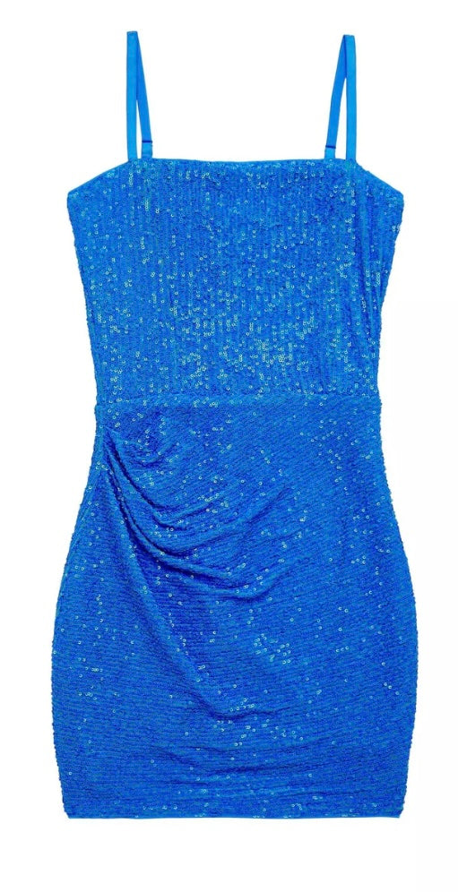 KatieJ NYC Sequin Maddy Dress - Neon Blue