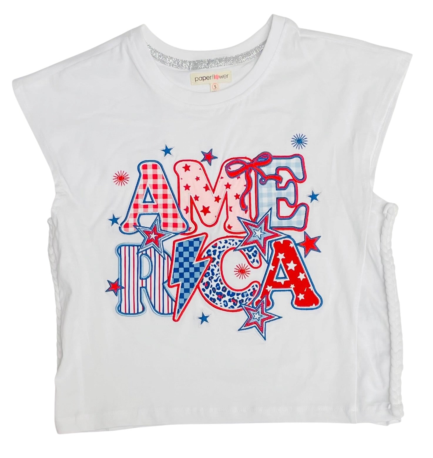 Paper Flower Tween America Tee With Braided Sides