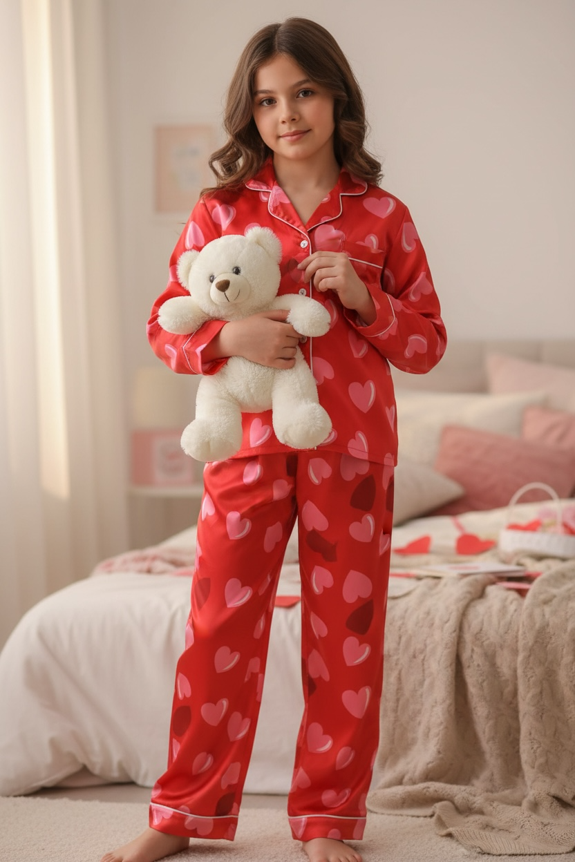 Tweenstyle Red + Pink Heart Print 2pc Lounge Set