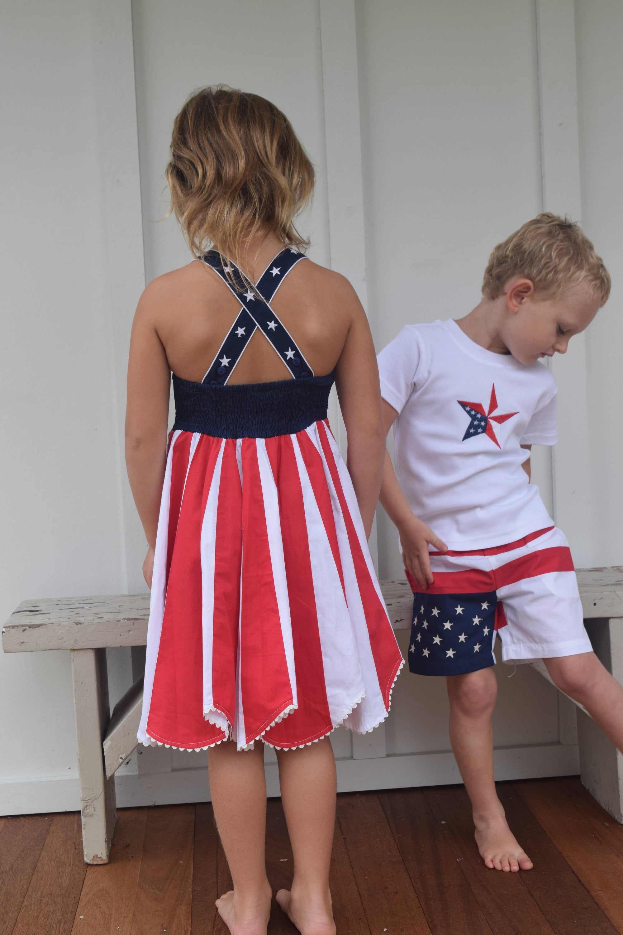 Cotton Kids American Flag Patriotic Dress