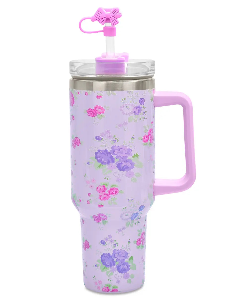 Iscream 40 oz Forever Floral Travel Cup w/ Bow Straw
