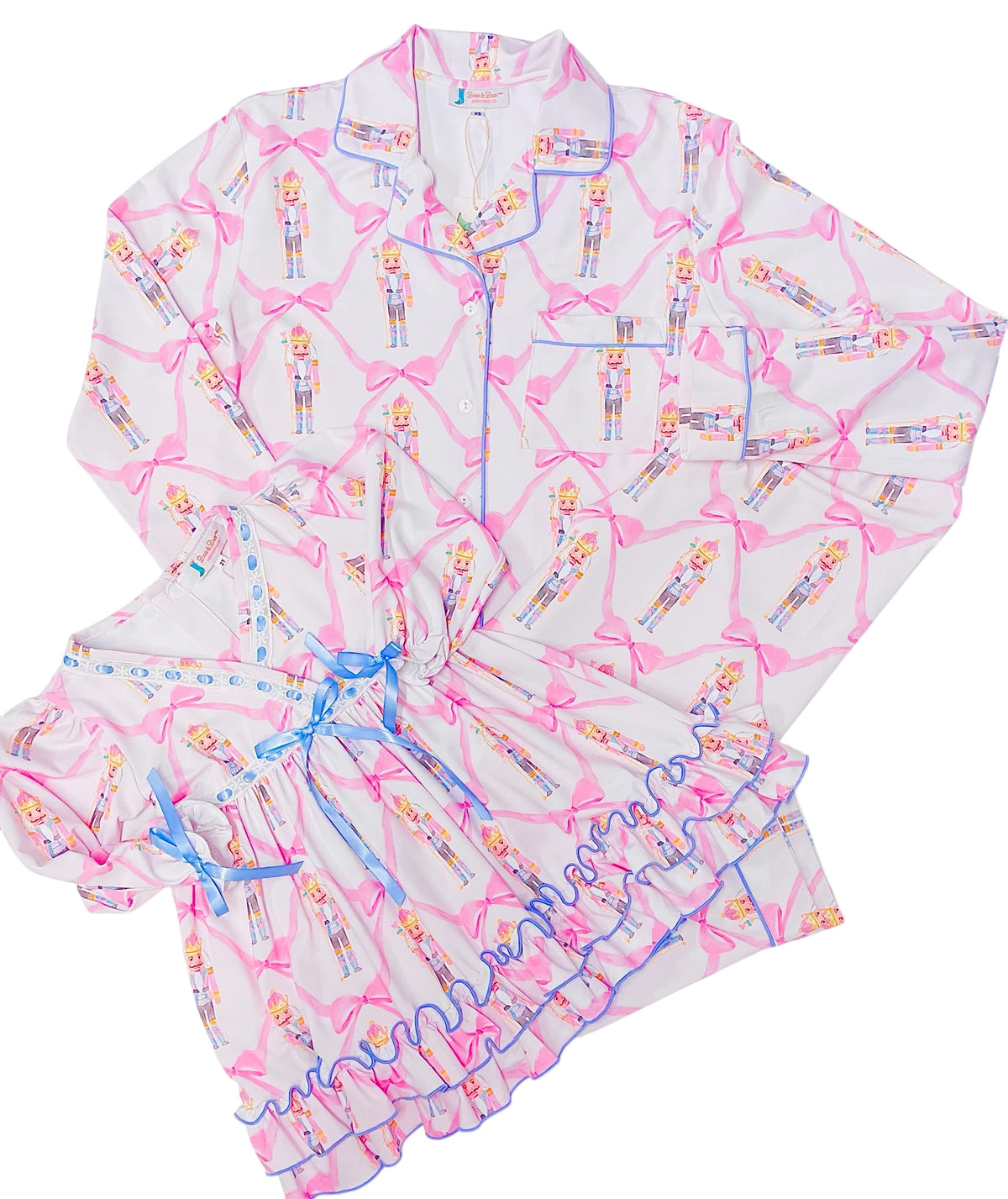 Women&#39;s 2pc Pink Nutcracker Button-Up Pajamas