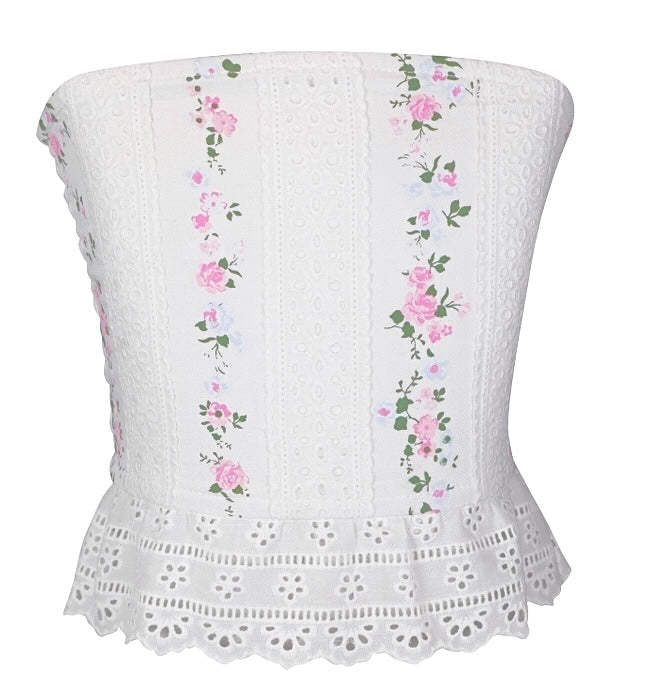 Flowers By Zoe Tween Eyelet Floral Sleeveless Ruffle Top