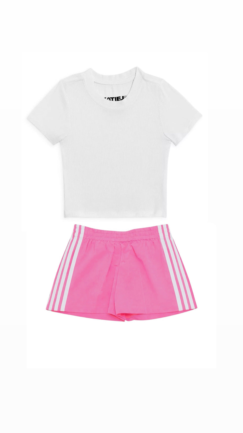 Tweenstyle Side Stripe Nylon Track Short - Bubblegum/White