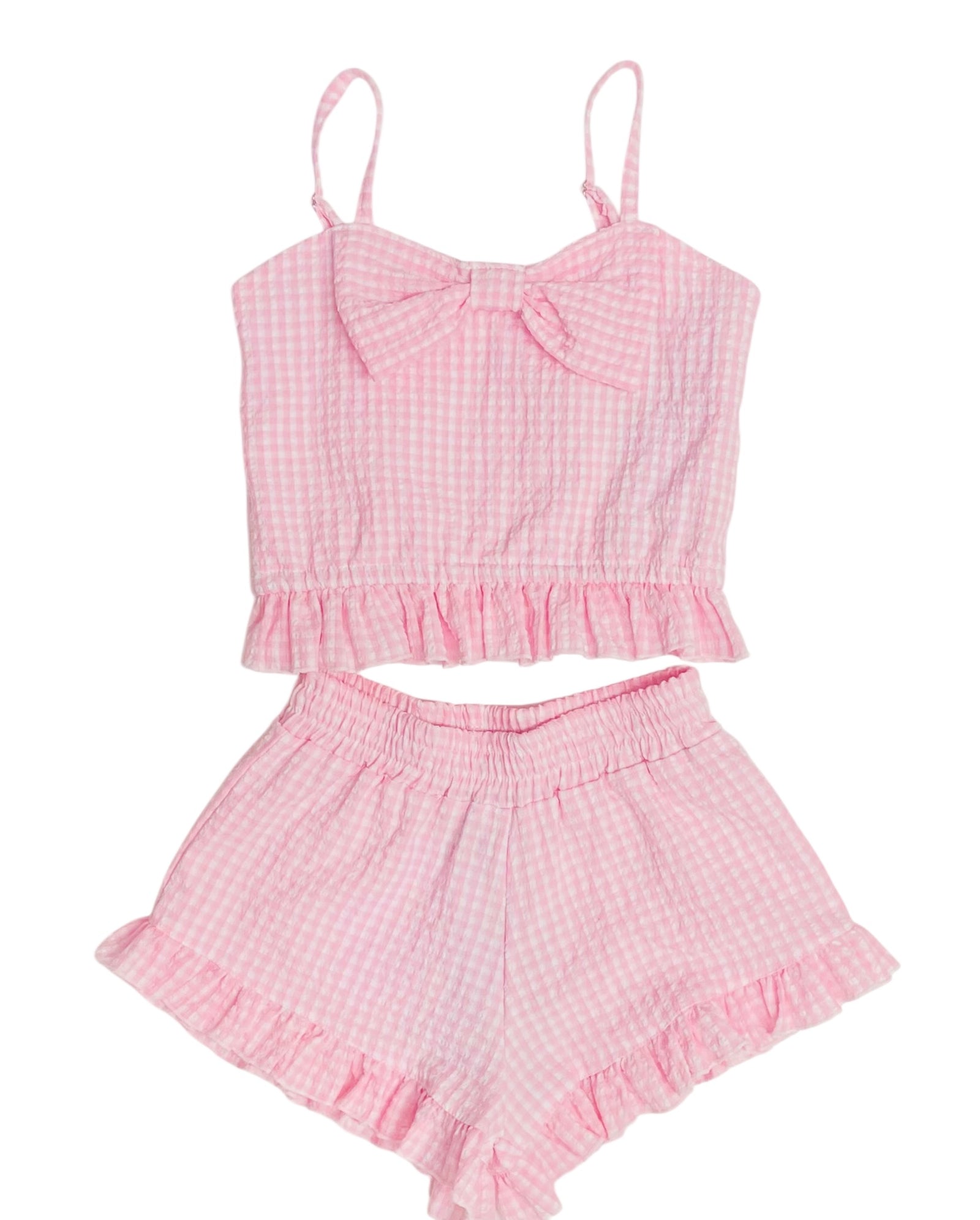 Flowers By Zoe Pink & White Gingham Bow Tank