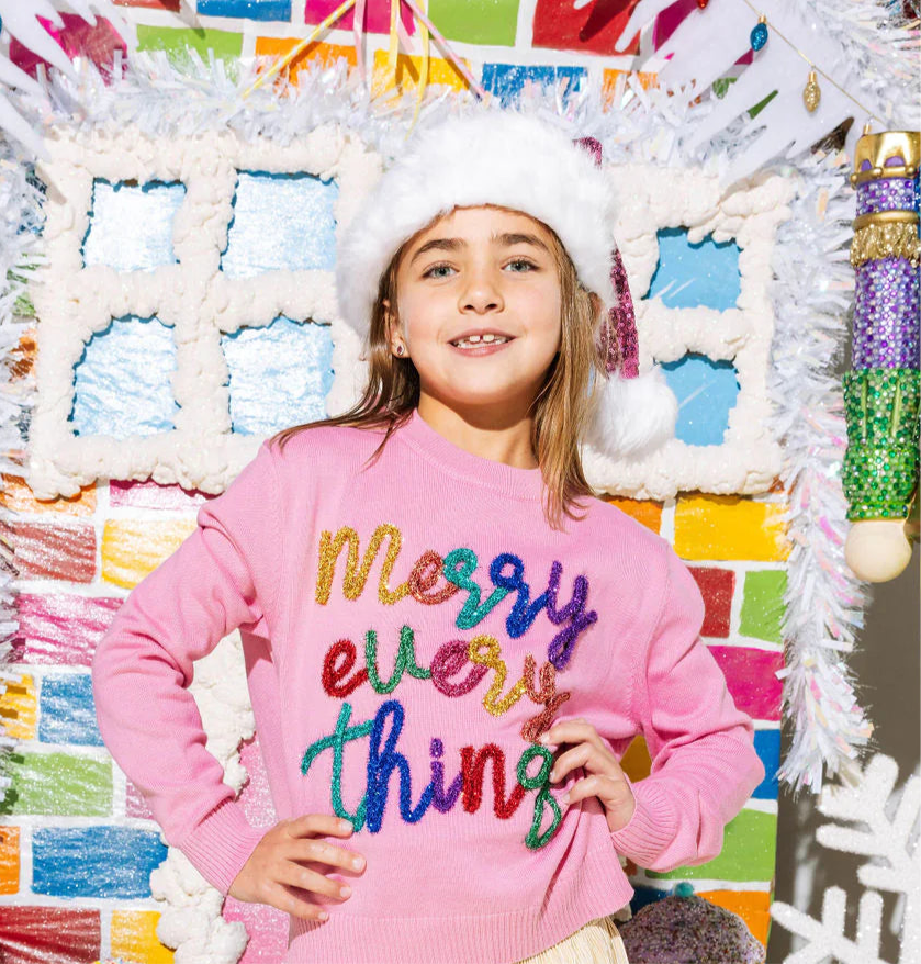 Queen Of Sparkles Kids Merry Everything Sweater - Pink