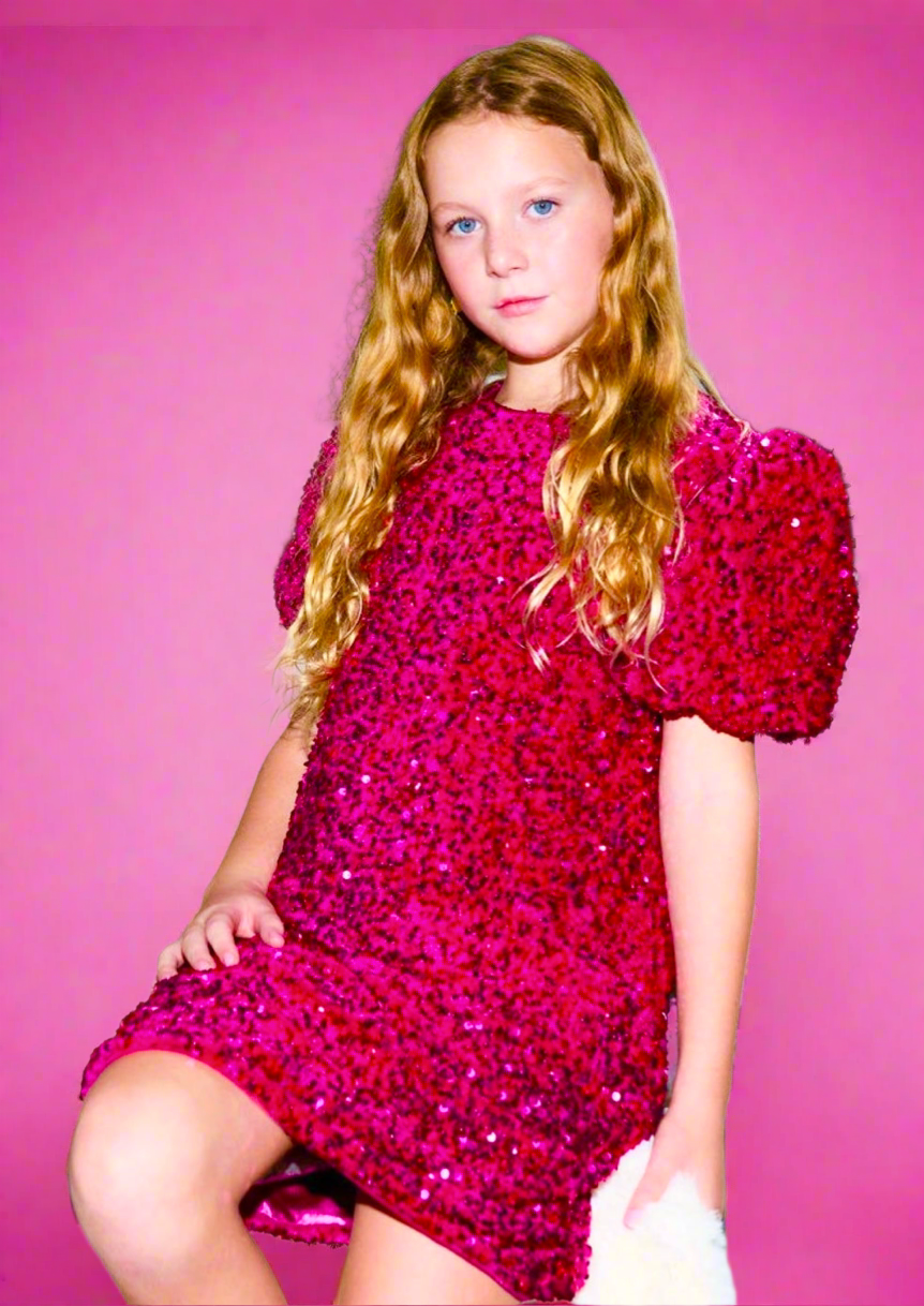 Lola And The Boys Raspberry Sequin Party Dress