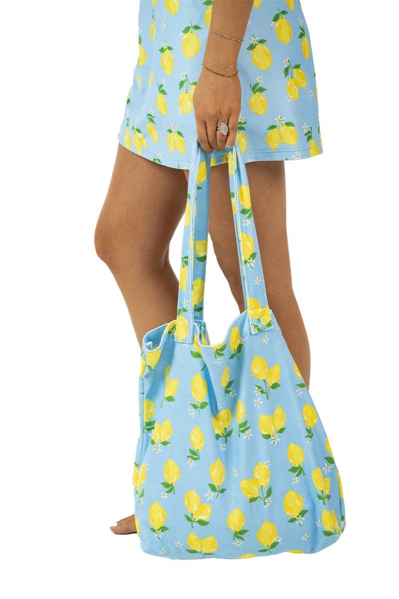 Zesty Lemons Terry Cloth Summer Tote Bag