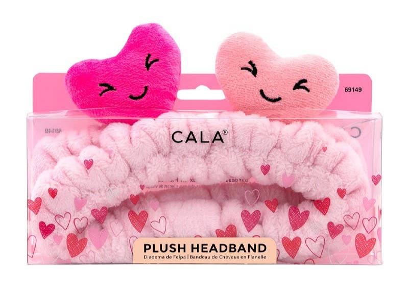 Diadema de spa de peluche con forma de corazón rosa