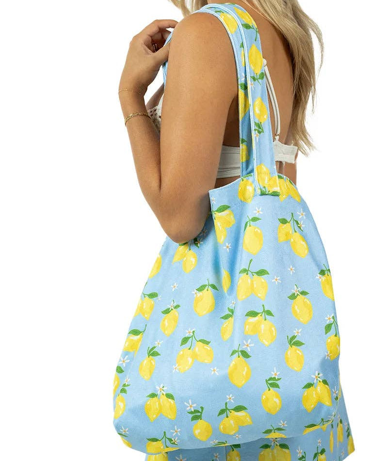 Zesty Lemons Terry Cloth Summer Tote Bag
