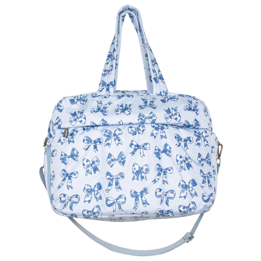 Blue Toile Coquette Bows 18&quot; Weekender/Travel Bag