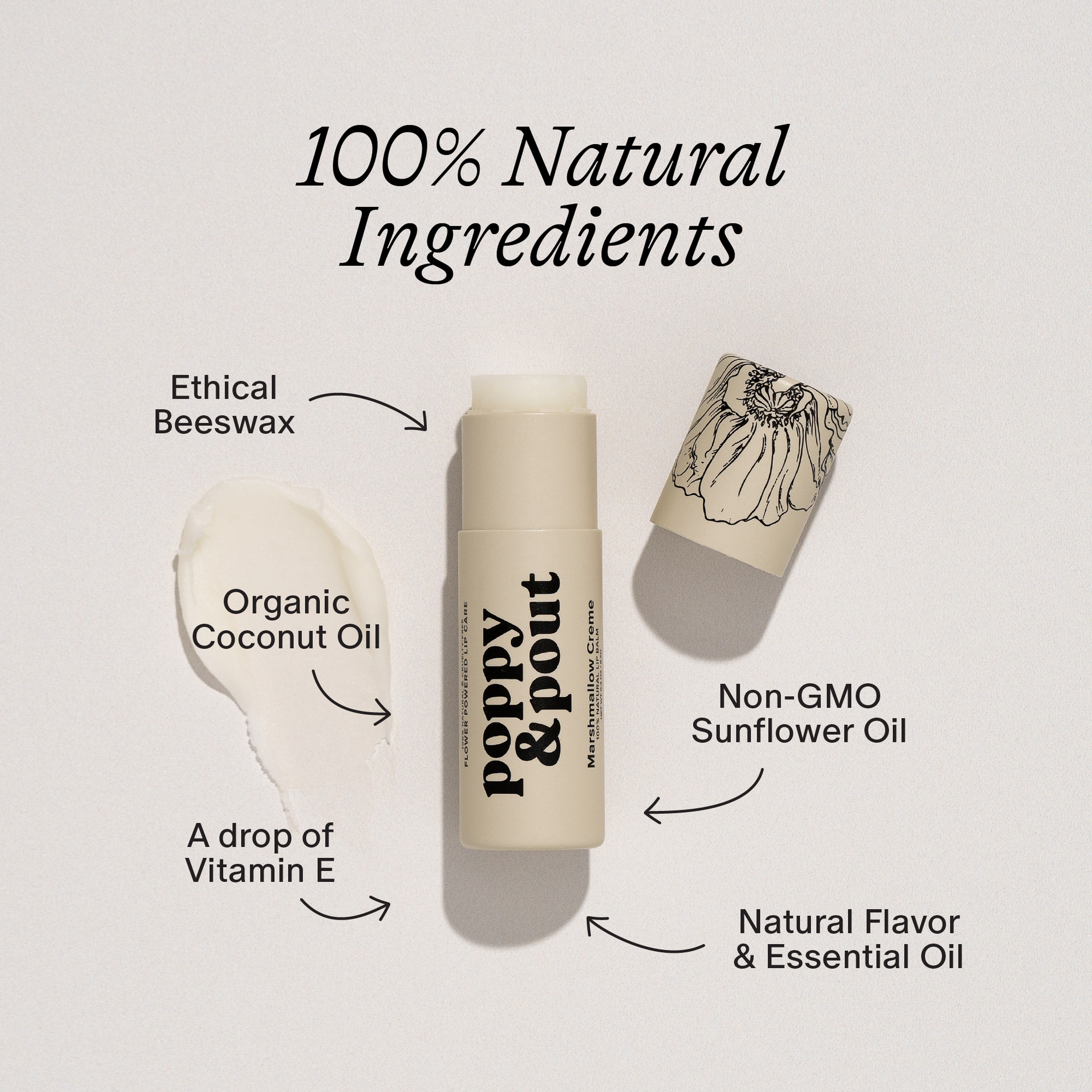 Poppy & Pout All Natural Lip Balm-Marshmallow Creme