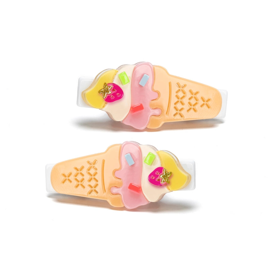 Lilies &amp; Roses Ice Cream Cone Hair Clips - Set of 2
