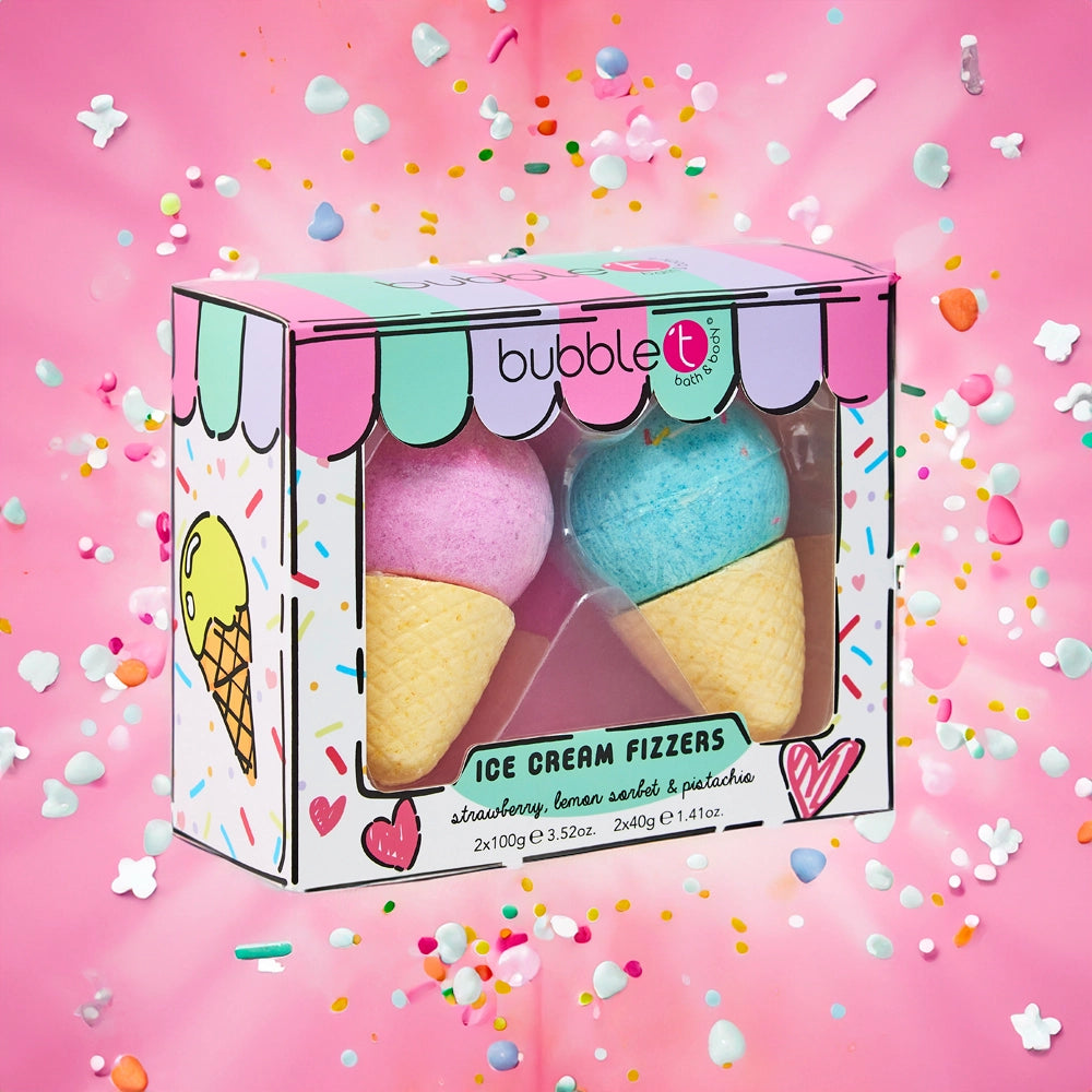 Ice Cream Bath Bomb Gift Set - Strawberry, Lemon &amp; Pistachio