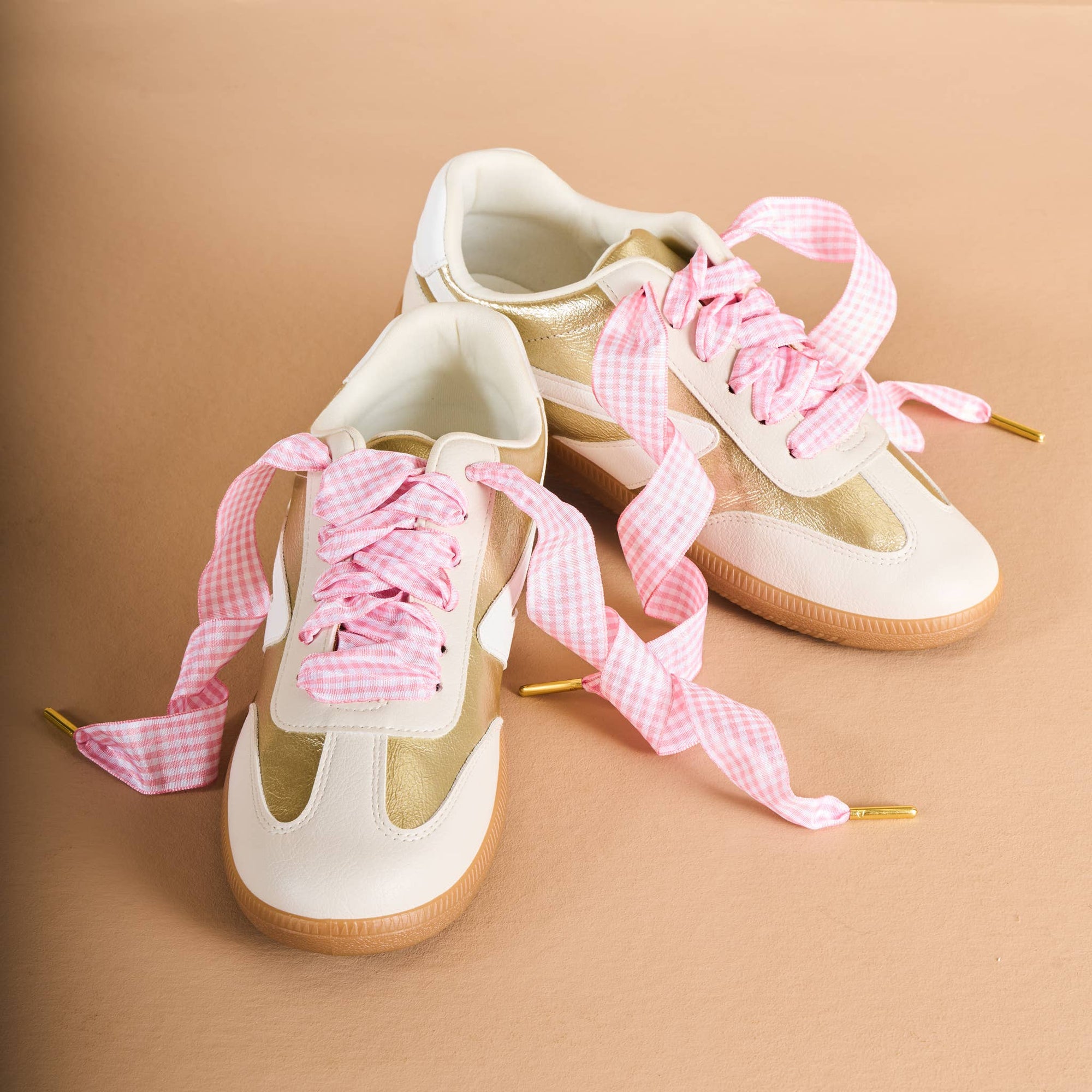 Step It Up Shoelaces-Gingham Pink