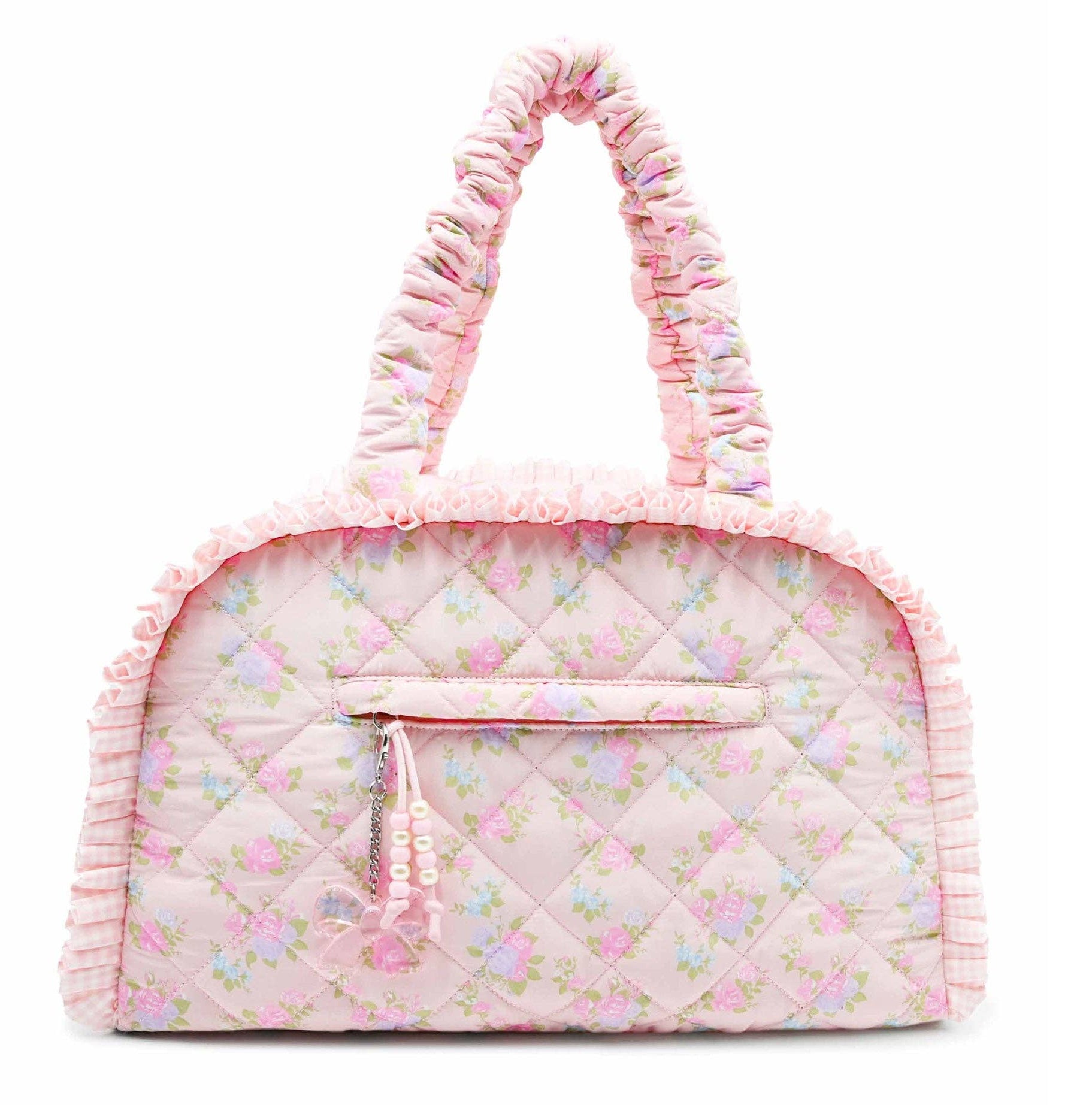Quilted Floral Printed Medium Duffle Bag