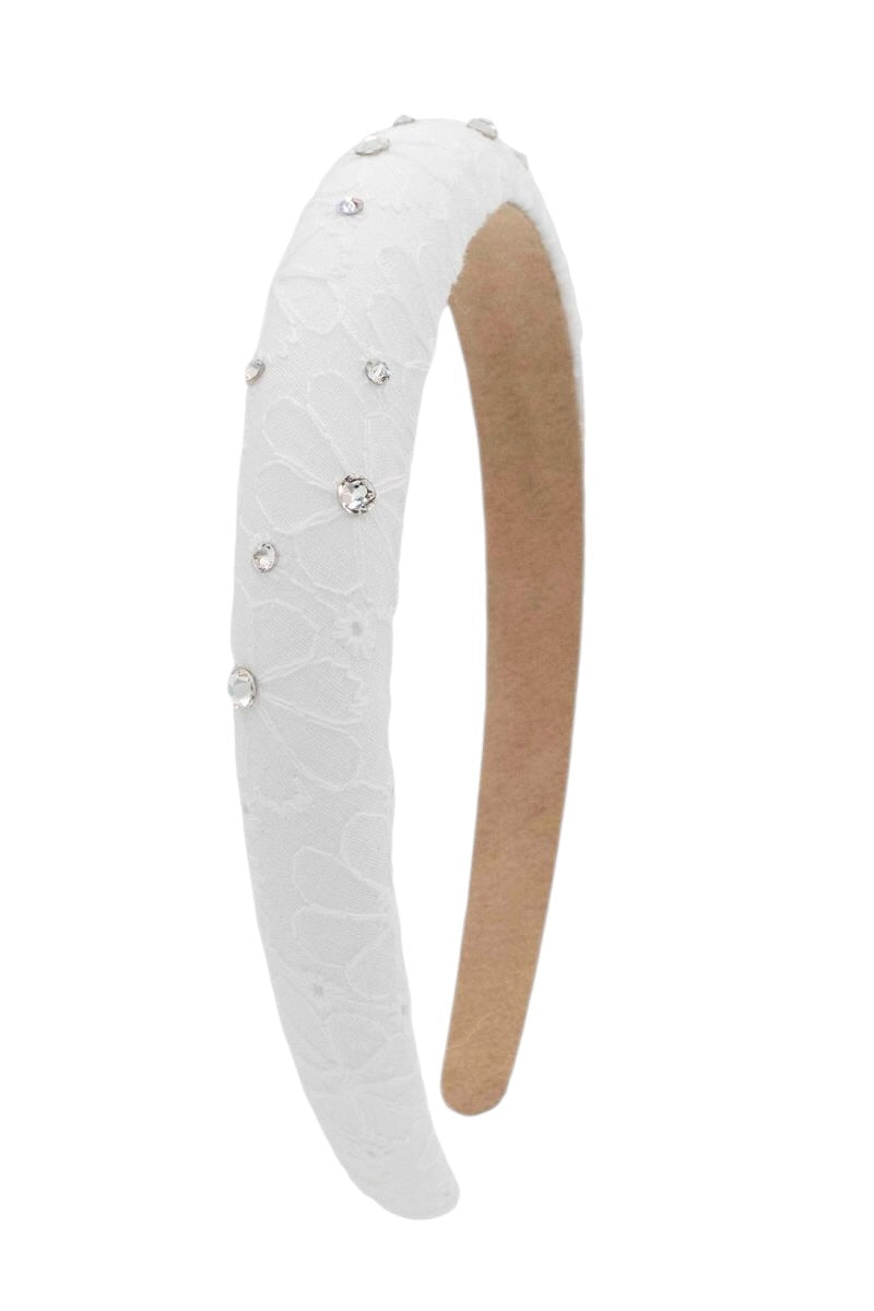 Bari Lynn Padded Eyelet Headband - White